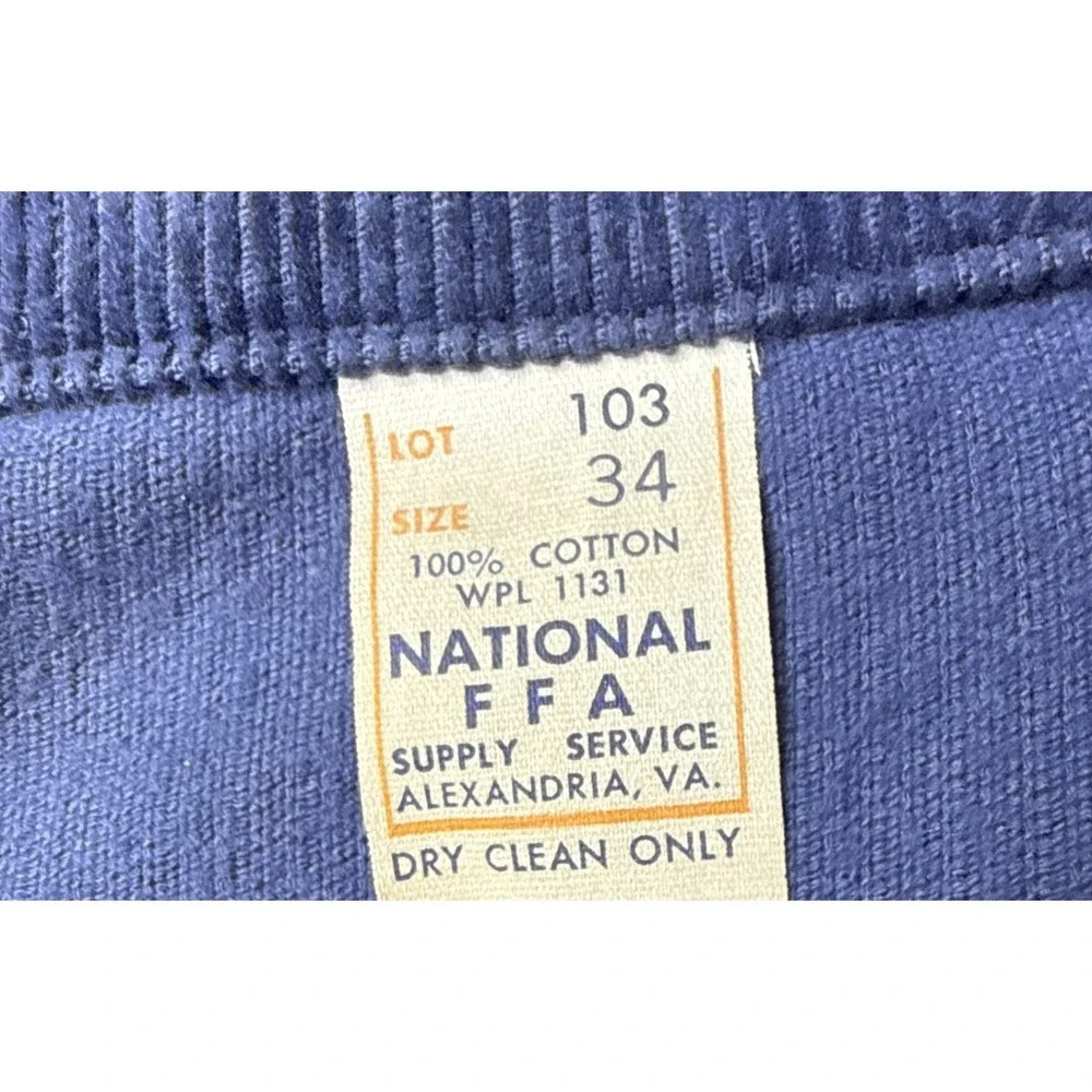 FFA California Gridley Blue Corduroy Jacket Vintage 1977 Future Farmer USA sz 34